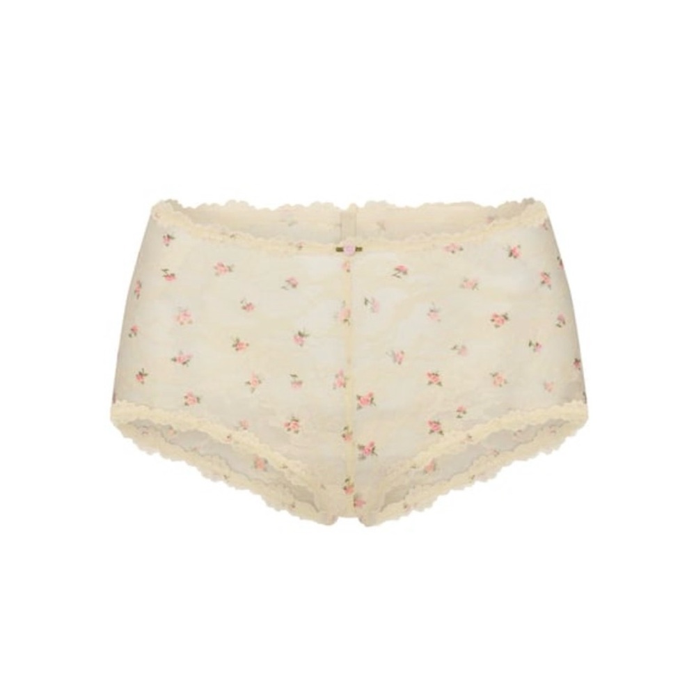 SKIMS stretch lace boy short - butter rosebud print